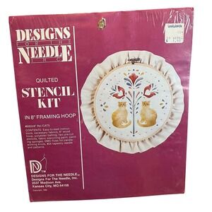 Designs For The Needle Quilted Stencil Kit 8" Cats‎ Hoop Vintage 1983 5003/8"